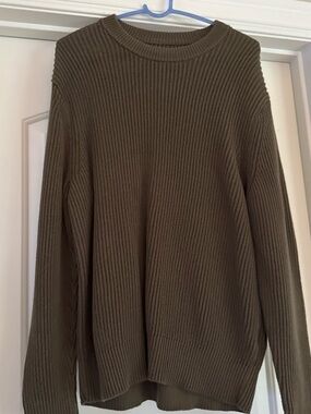 American Eagle Outfitters Olive Green Ribbed Crewneck Sweater
